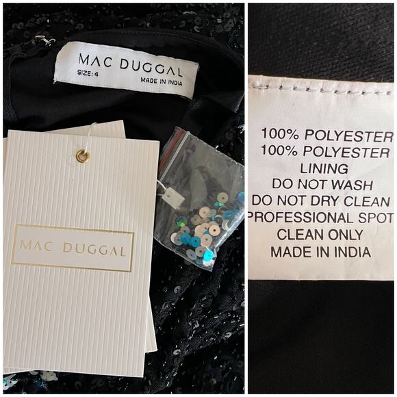 NEW Mac Duggal | Black Floral Long Sleeve High Neck Beaded Gown Formal Dress NWT - Picture 11 of 12